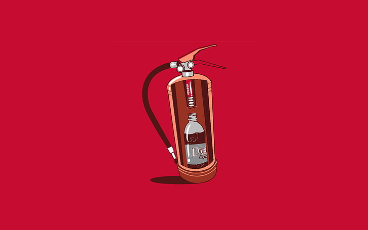 Mentos, simple, red background, threadless, fire extinguishers, HD wallpaper