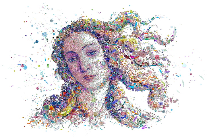 woman's face painting, bacteria, viruses, The Birth Of Venus, HD wallpaper