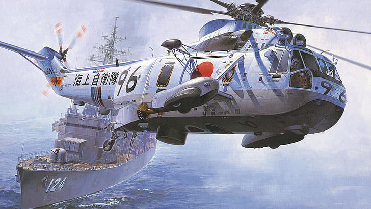 Sea King, anti-submarine warfare helicopter, JMSDF, ASW, Japan Maritime Self Defense Force, HD wallpaper