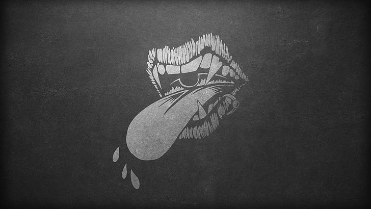 mouth with fang HD wallpaper, punk rock, music, minimalism, gray, HD wallpaper