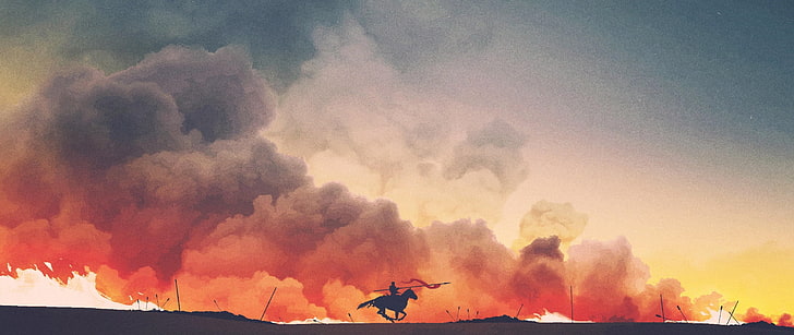 knights wallpaper, silhouette of horse illustration, A Song of Ice and Fire