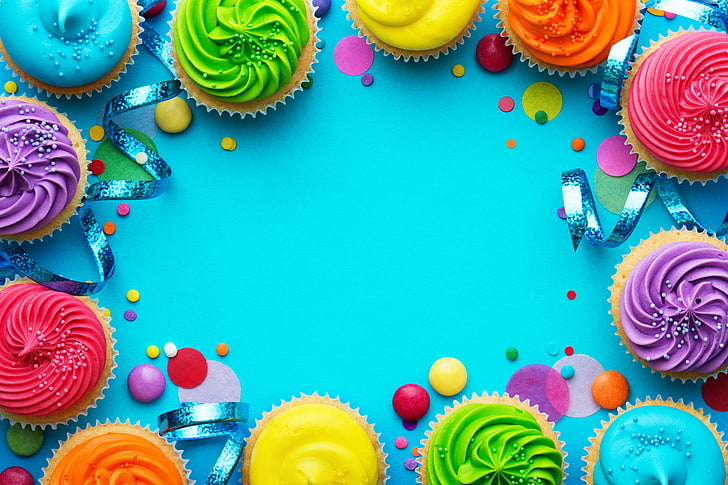 candles, colorful, rainbow, cake, cream, Happy Birthday, colours, HD wallpaper