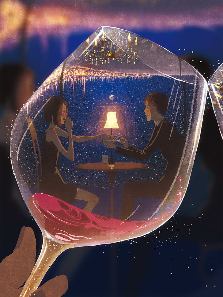 anime, couple, Wine Glass Bay, smiling, crying, blushing, lantern, HD wallpaper
