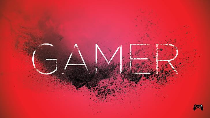 4Gamers, text, abstract, digital art, typography, red background, HD wallpaper