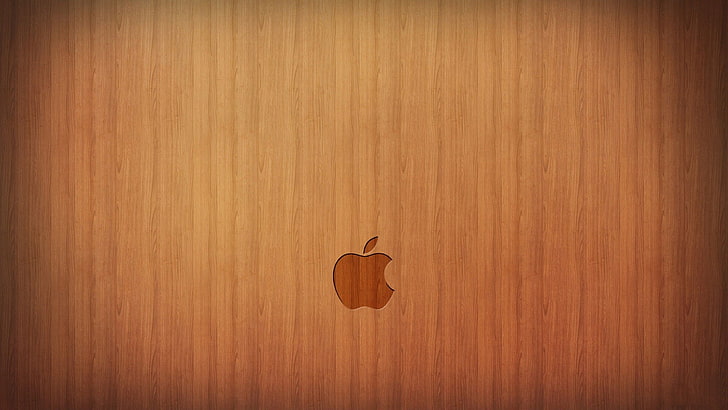 logo, Apple Inc., wood - material, brown, indoors, no people