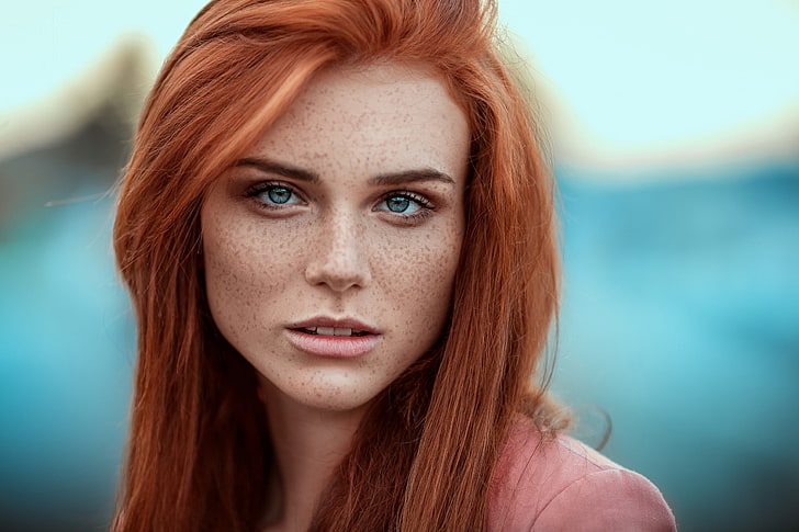 HD wallpaper: redhead, women, blue eyes, freckles, portrait, looking at  camera | Wallpaper Flare