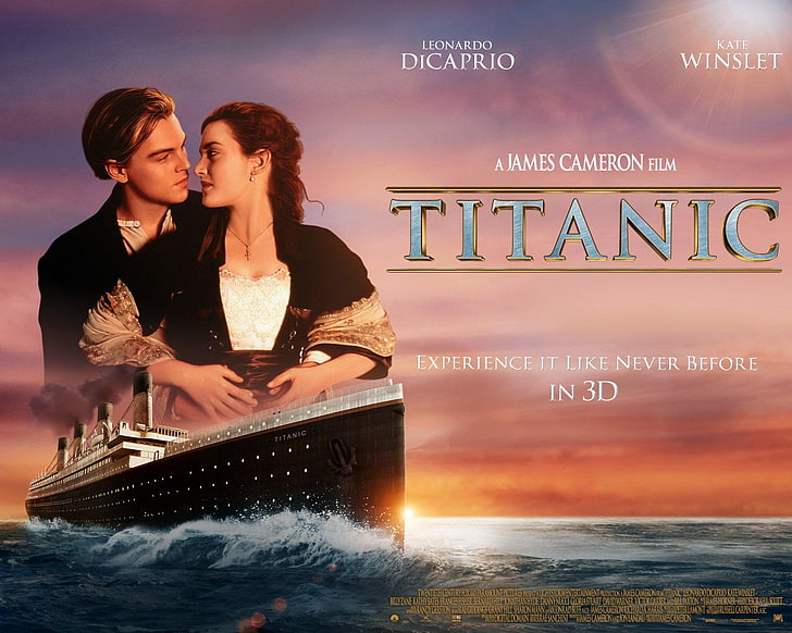 Movie, Titanic, Kate Winslet, Leonardo Dicaprio, two people, HD wallpaper
