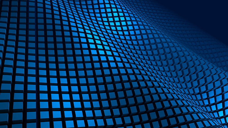 blue, wave, 3d, pattern, line, net, checkered, HD wallpaper