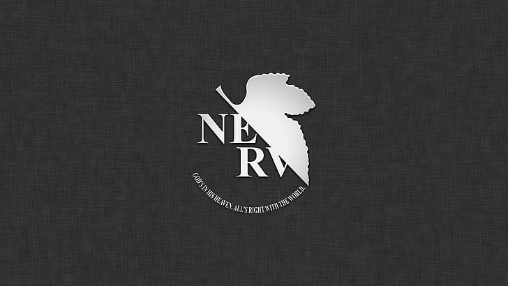 gray and white leaf logo, anime, Neon Genesis Evangelion, text