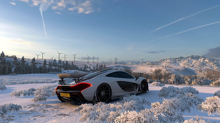 Forza, Forza Horizon 4, video games, car, vehicle, snow, screen shot, HD wallpaper