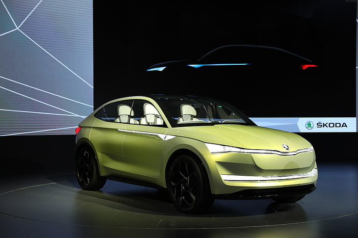 concept, electric car, Shanghai Auto Show 2017, Skoda Vision E, HD wallpaper