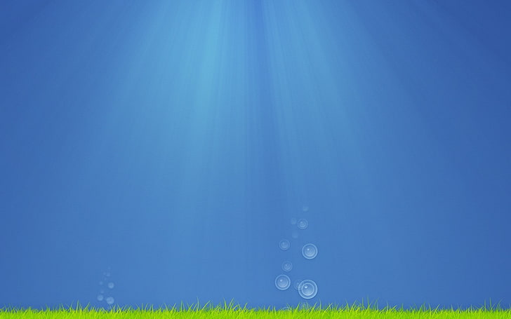 minimalism, bubbles, underwater, blue, grass, nature, sky, no people, HD wallpaper