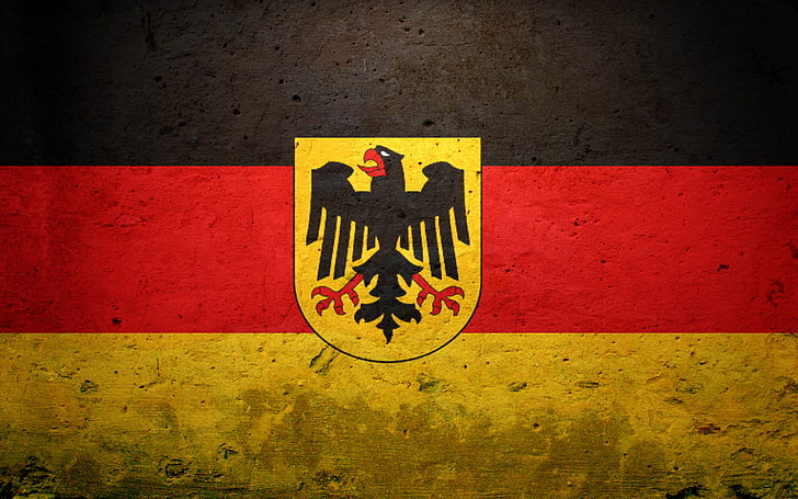 black and red logo, Germany, flag, coat of arms, symbol, damaged, HD wallpaper