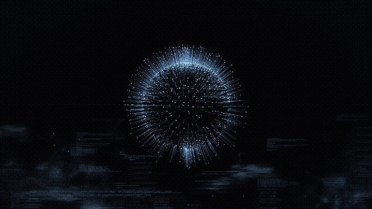 white fireworks, internet, deep web, minimalism, dark background