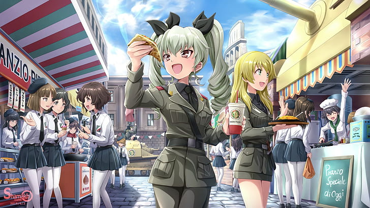 anime, anime girls, Girls und Panzer, Akiyama Yukari, Anchovy (Girls und Panzer) HD wallpaper