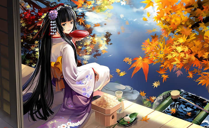 HD wallpaper: Autumn Anime Scenery, female anime character digital wallpaper  | Wallpaper Flare