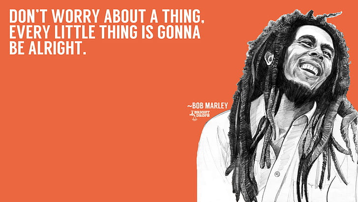 Bob Marley Orange Worry Alright HD, dont' worry about a thing. every little thing is gonna be alright, HD wallpaper