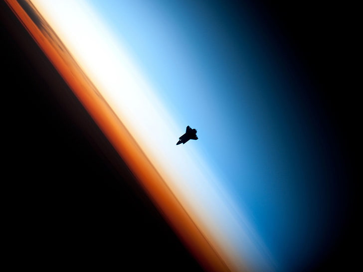 untitled, space, skyline, space shuttle, spaceship, silhouette, HD wallpaper