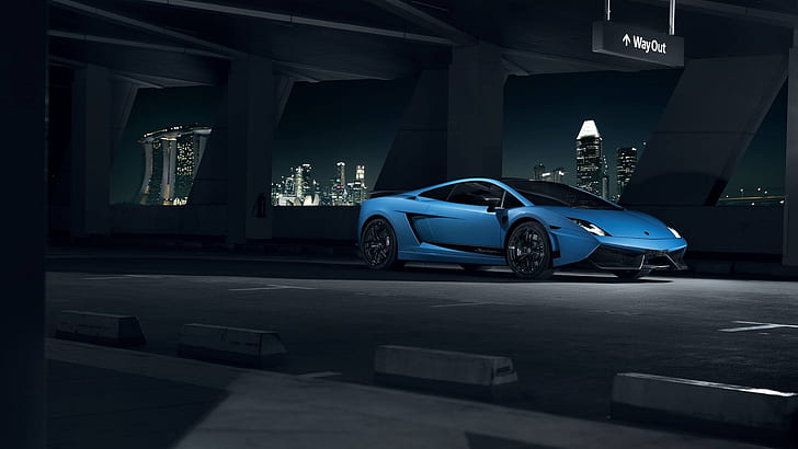 Lamborghini, City, Superleggera, Gallardo, Blue, Front, LP570-4, HD wallpaper