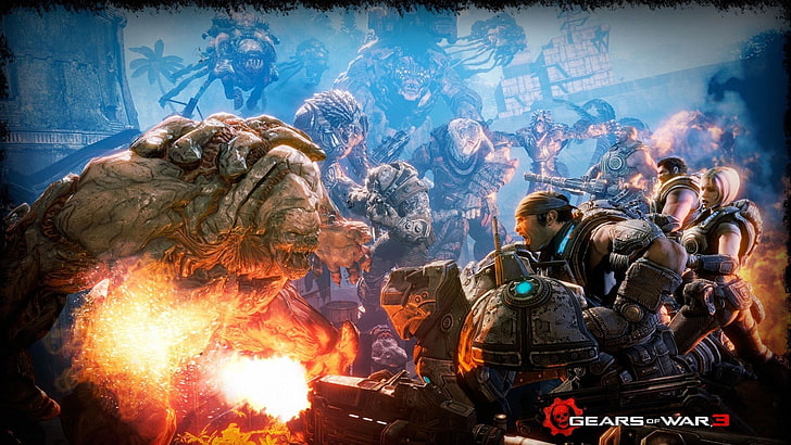 Gears of War, video games, Gears of War 3, group of people