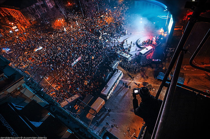 Ukraine, Ukrainian, Maidan, Kyiv, night, illuminated, city