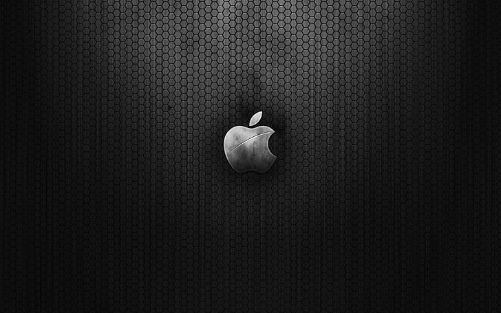 Dark Metal Apple, silver apple logo, HD wallpaper