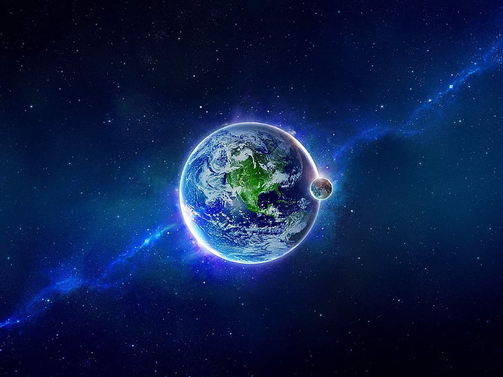 Protect Our Beautiful Earth-Universe space HD Desk.., earth illustration, HD wallpaper