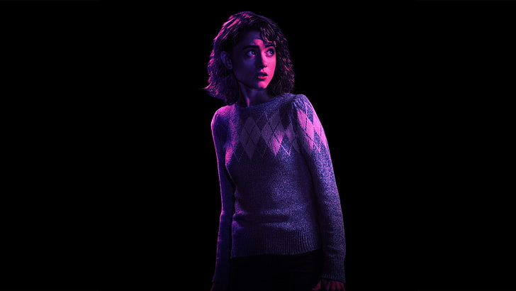 Natalia Dyer As Nancy Stranger Things Season 2, black background, HD wallpaper