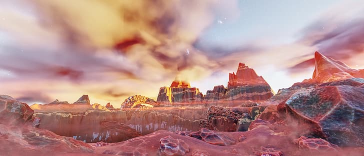 landscape, alien world, desert, dust, Blender, CGI, Affinity