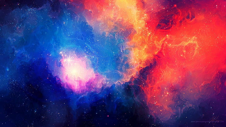 universe, stars, space art, galaxy, colorful, TylerCreatesWorlds, HD wallpaper