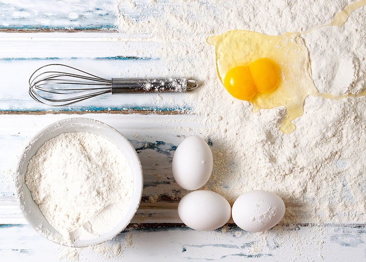 food, eggs, flour, HD wallpaper