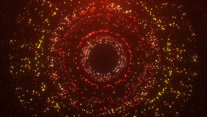 fireball, circle, burst, light, fractal art, illuminated, red, HD wallpaper