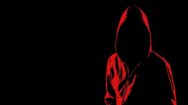 red and black hoodie illustration, Anonymous, one person, copy space, HD wallpaper