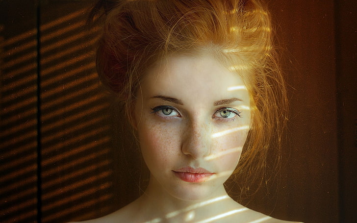 women's blonde hair, blonde haired woman, redhead, freckles, face