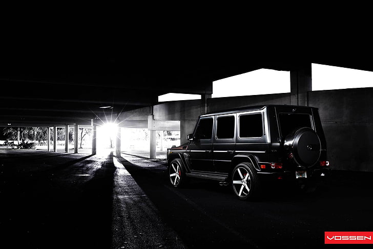 black SUV, Mercedes Benz, tuning, vossen, Gaelic, G63, G Class, HD wallpaper