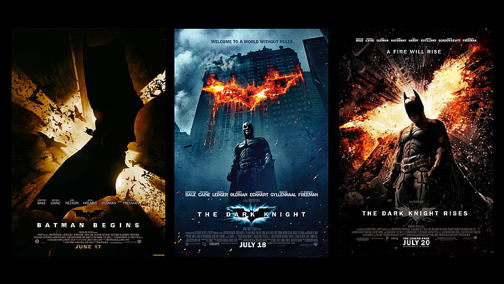 Trilogy, The Dark Knight, The Dark Knight Rises, Batman Begins, HD wallpaper