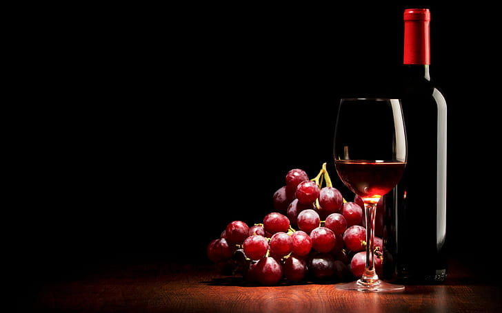 wine, drink, grapes, dark, food, alcohol, HD wallpaper
