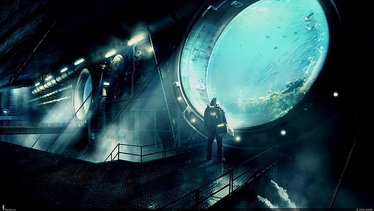 person standing beside a window digital art, cyberpunk, futuristic, HD wallpaper