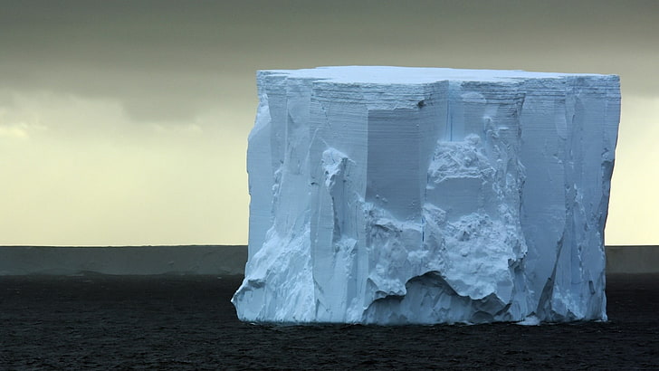 white iceberg illustration, sea, Arctic, nature, cold temperature, HD wallpaper