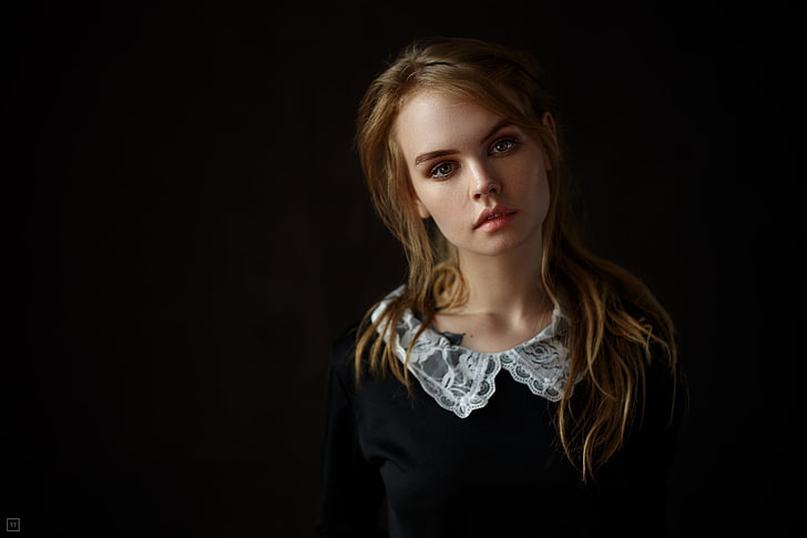 women, blonde, Anastasia Scheglova, model, portrait, simple background