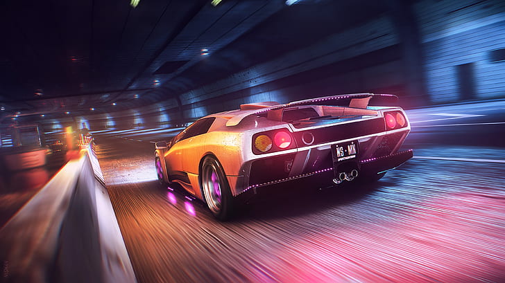 Hd Wallpaper Car Sports Car Wet Tunnel Supercars Speed Limit Neon Wallpaper Flare