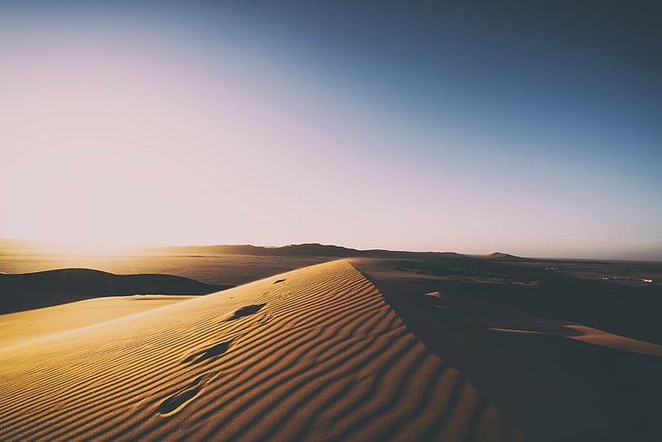 Sun, nature, desert, dune, landscape, sand, sky, HD wallpaper