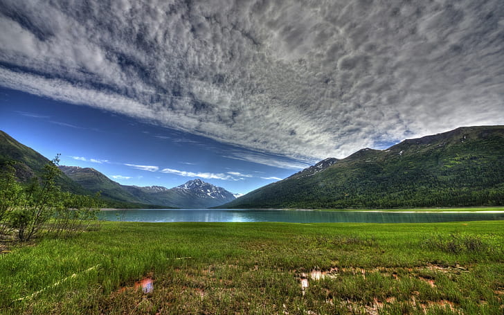 landscape, sky, mountains, clouds, Alaska