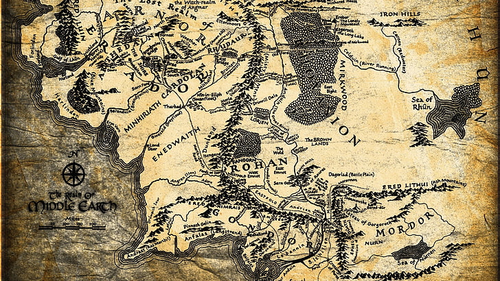 Middle Earth map illustration, Middle-earth, The Lord of the Rings