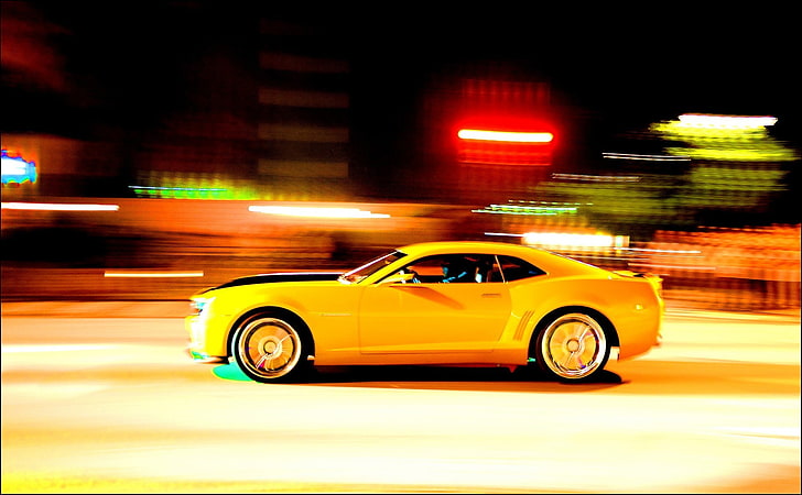 car, Chevrolet Camaro SS, motion blur, mode of transportation, HD wallpaper