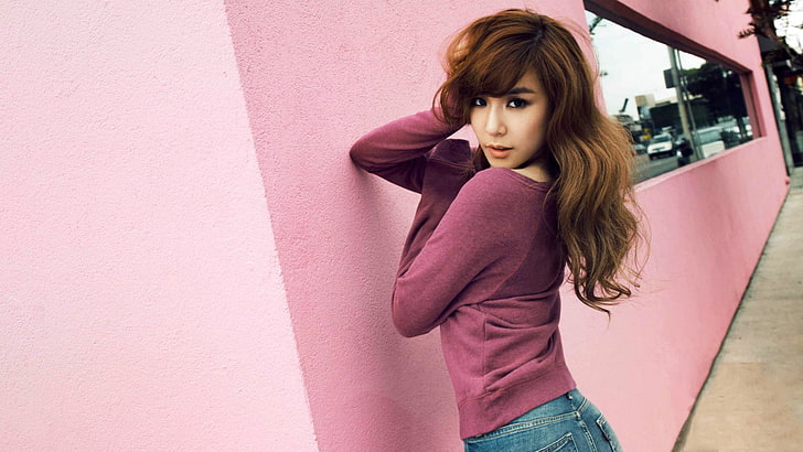 women's purple long-sleeved shirt, SNSD, Girls' Generation, Asian, HD wallpaper