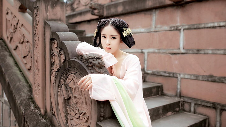Asian, hanfu, Chinese dress, one person, young adult, clothing