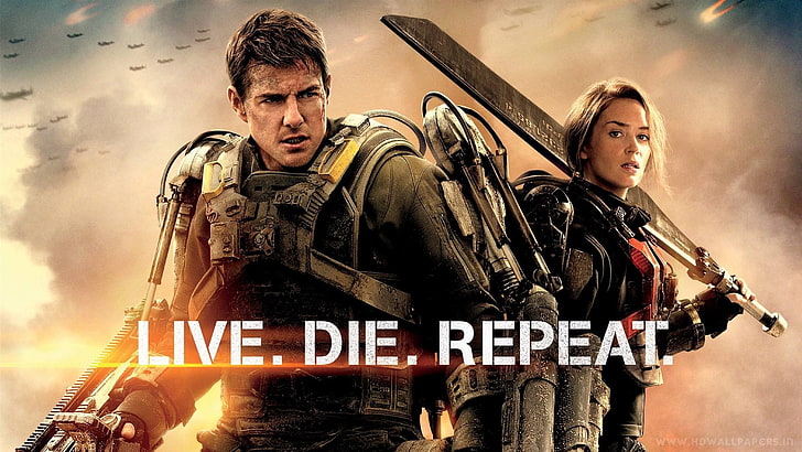 Edge of Tomorrow, Tom Cruise, Emily Blunt, movie poster, science fiction, HD wallpaper