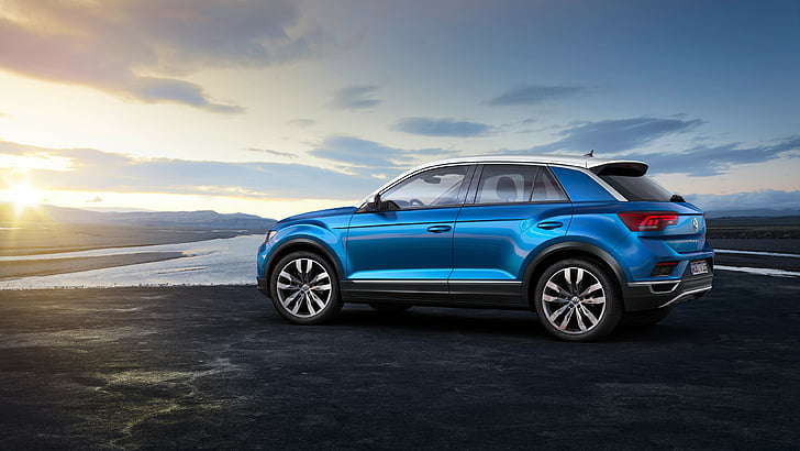 blue SUV, Volkswagen T-Roc, 2020 Cars, 4k, HD wallpaper