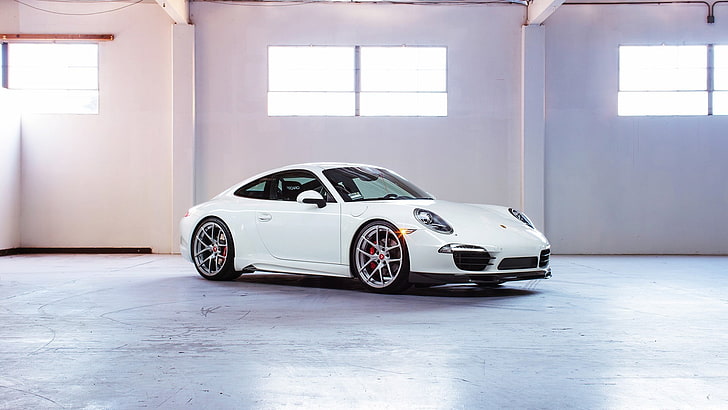 white 5-door hatchback, car, Porsche, white cars, motor vehicle
